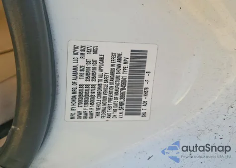 2007 Honda Odyssey Exl from USA, damaged, VIN 5FNRL38667B456041